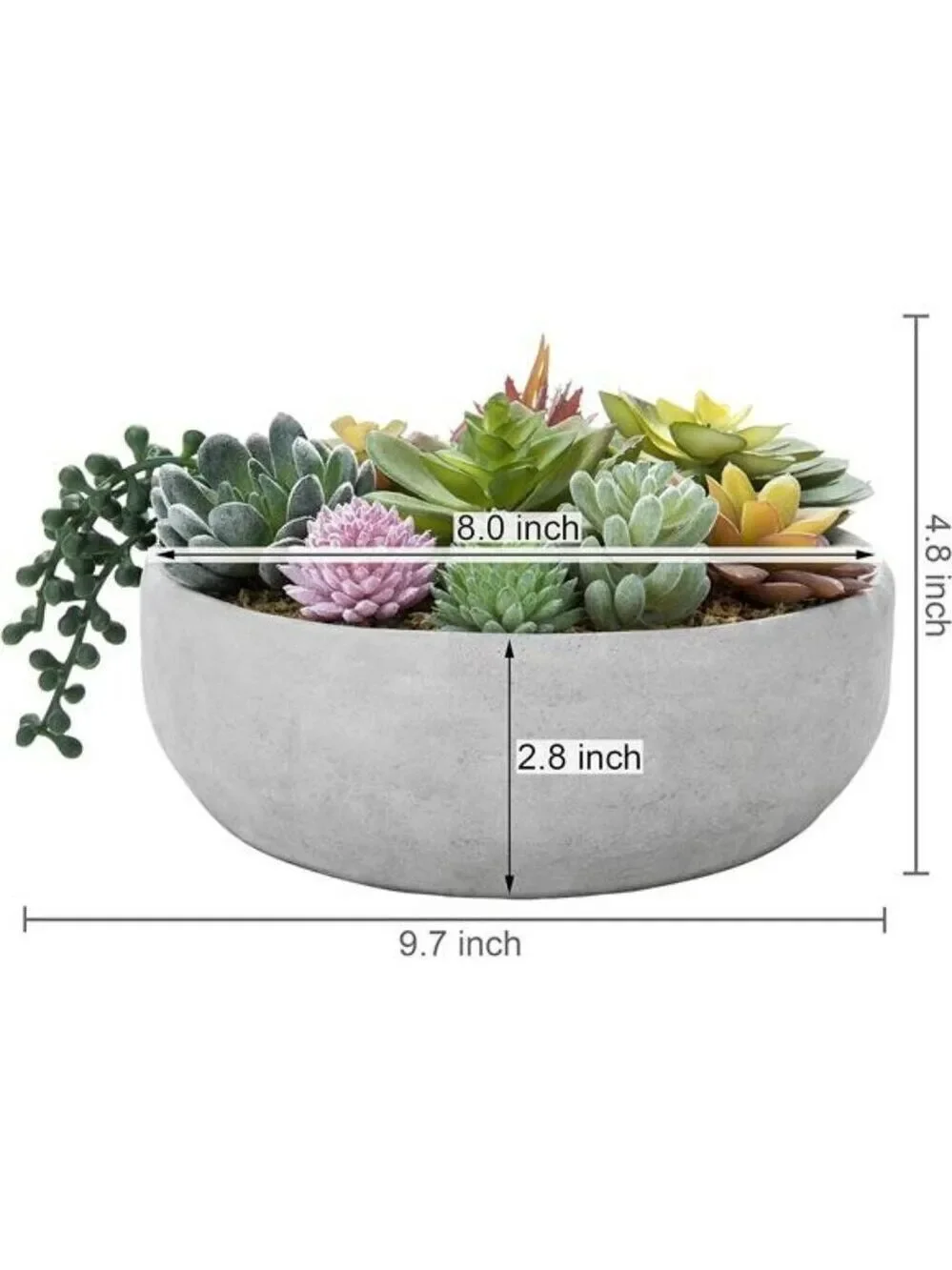 Artificial Succulent Arrangement Faux Plants in Gray Concrete Decorative Planter